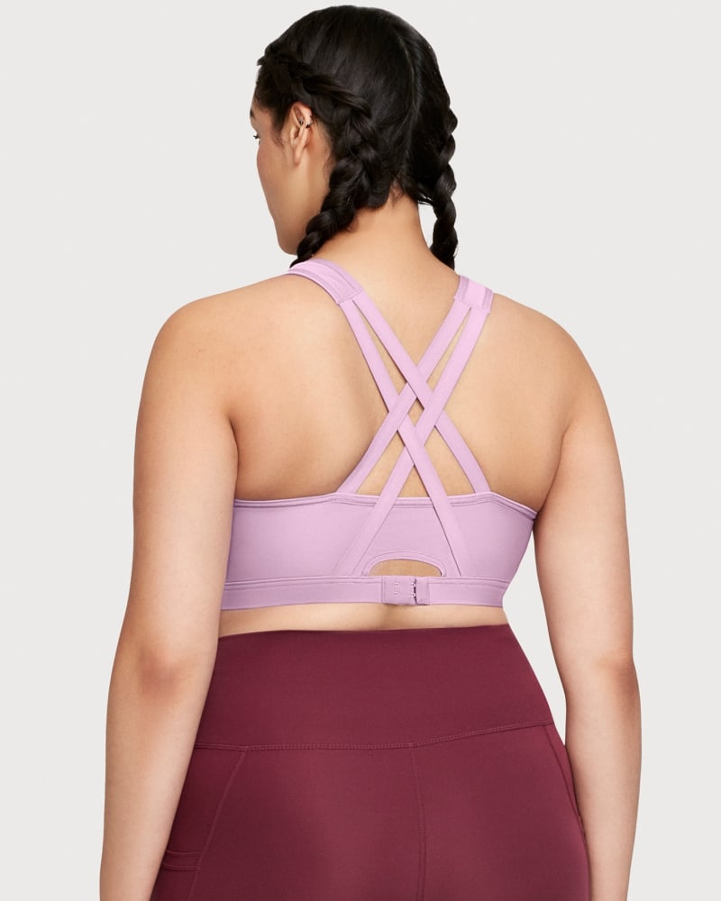 Front of a model wearing a size 44DD Zip Up Front-Closure Sports Bra in Lavender by Glamorise Sport. | dia_product_style_image_id:263099